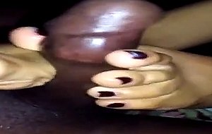 Naked footjob for this big black cock