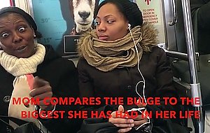  mom daughter amazed by the bulge on train