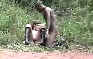 Shemales and soldiers sex in a forest