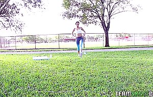 Aubrey rose is jumping rope to get her booty in shape