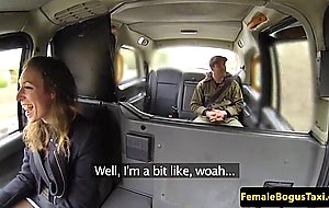 Tattooed taxi babe fingered by passenger