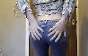 Slim teen crossdresser with big bubble butt
