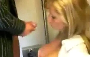 Hot milf sucks and fucks in a train washroom