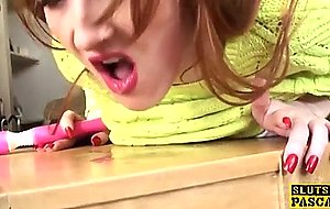 Squirting british redhead being fingered