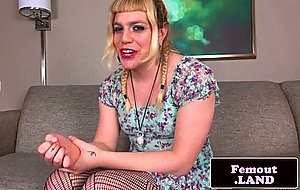 Pigtailed amateur femboy solo wanking cock