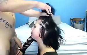 Rocker girl gets a brutal face fucking on webcam