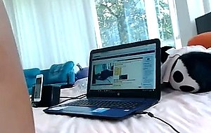 Cute ebony teen playing with her stuffed animals