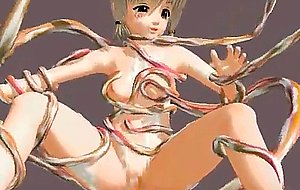 Tentacles destroy 3d pigtailed teen!