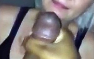 Slut swallows bbc cum