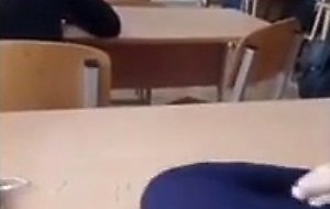 Schoolgirl tease in classroom and around school