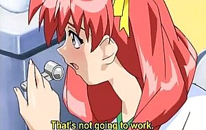 Bigboobs anime coed poking from behind in the toilet
