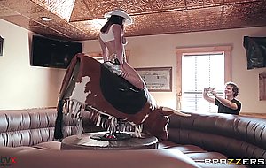 Cowgirl rides sweet bull