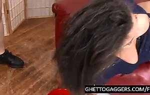 Chubby teen gets a ruthless throat fuck & double penetration