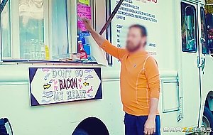 Alex blake rides thick intense dong in her food truck