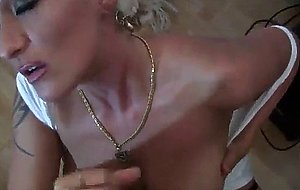 Dazzling blonde cougar bj