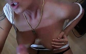 Dazzling blonde cougar bj