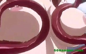 Busty anime chick gets DP when scientist turns into a monster