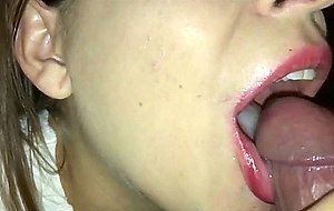 Swallowing a creamy load of cum