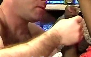 Boston bill gets mouthful of bbc then she jacks off a big nut