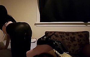 Crossdresser strokes fat cock
