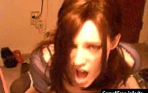 Teen tranny has vibrator in ass & masturbating