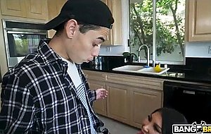 She entered the room just in time to see her stepbrother pulling his cock from her mom's cum