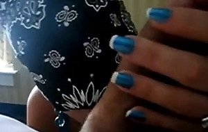 Blindfolded slut cum swallows