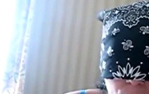 Blindfolded slut cum swallows