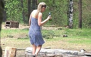 Cute blonde outdoor piss 