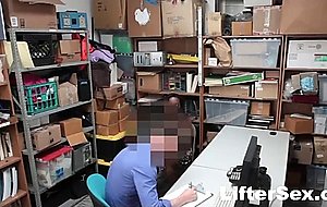 Cute ebony teen sucks cock to get out of trouble 