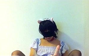 Blindfolded japanese cd gags on vibrator