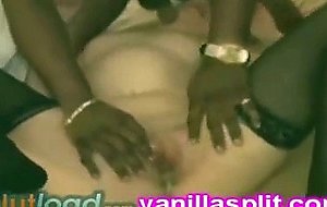 Young white wife has mouth and pussy use by black dick