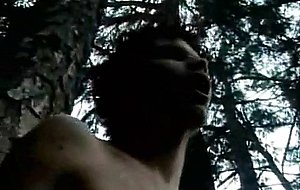 Amateur foursome with tgirls in a forest
