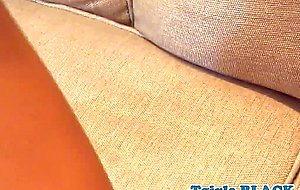 Teen ebony tgirl spitroasted in threeway