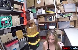 Shy busty teen shoplifter fucked on cctv 