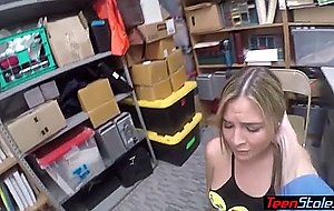 Shy busty teen shoplifter fucked on cctv 