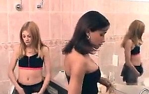 Tranny bangs chick in public wc