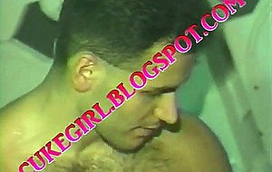 Cumshot on shemale boobs
