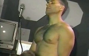Cumshot on shemale boobs
