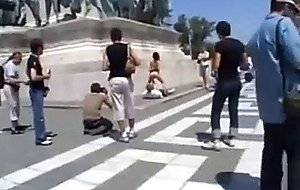 Horny babeslut sucks and fucks in public places 