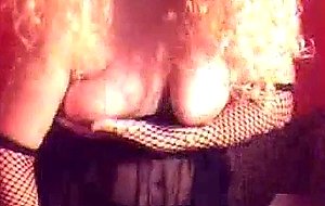Busty shemale jacks off her dick