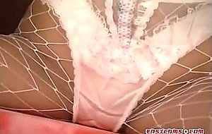 Chinese girl on set in lingerie 