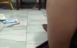 Girl putting sticks of butter in her ass 