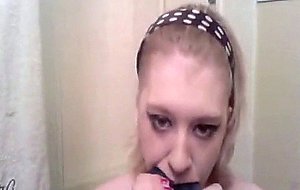 Hot tatted blonde amateur masturbates and wets 
