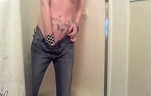 Hot tatted blonde amateur masturbates and wets 