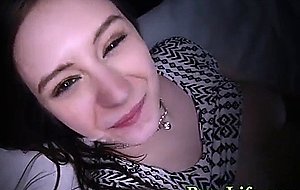 Teen guzzles cum in pov