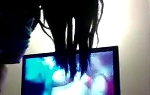 Latina tranny cock wanking alone