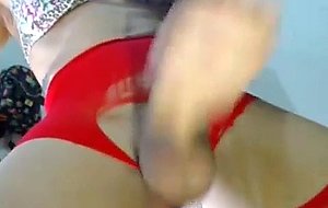 Large latina cock stroked close up