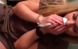 Wasted young blonde trying to deepthroat 