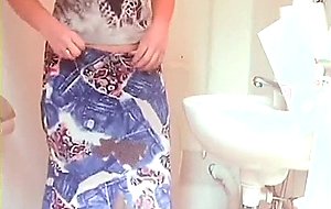 Hot sweet teen pisses and dildos in the bathroom 